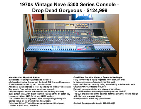 Gorgeous Neve 5300 console can be SHORTLOADED