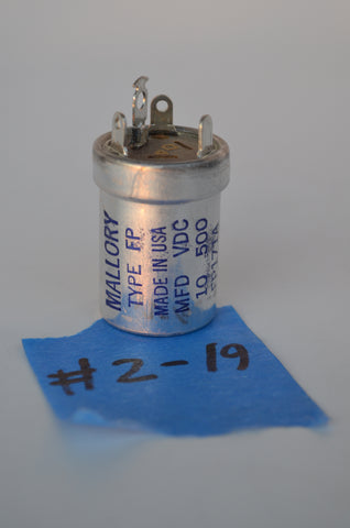 Capacitor Mallory 10 uF 500 VDC Type FP