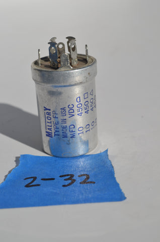 Capacitor Mallory 10 uF 450 v Type FP