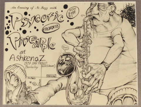 Art: John Seabury Original Poster Drawing Ashkenaz Ballroom Psycotic Pineapple