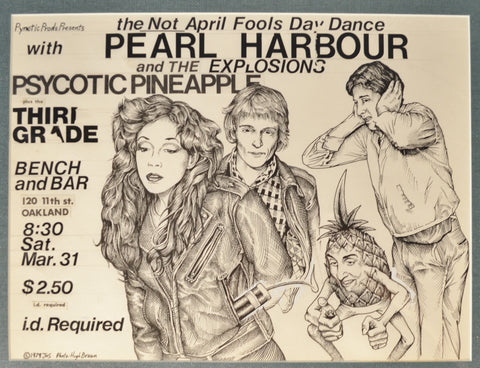 Art: John Seabury Original Ink on Paper Poster. Pearl Harbor and The Pyno 1979 Show
