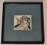 Art: John Seabury Original Ink on Paper "Man in a Coffin"