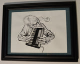 Art: John Seabury Original Ink on Paper 1991 " Man Meets Synthesizer"