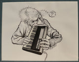 Art: John Seabury Original Ink on Paper 1991 " Man Meets Synthesizer"